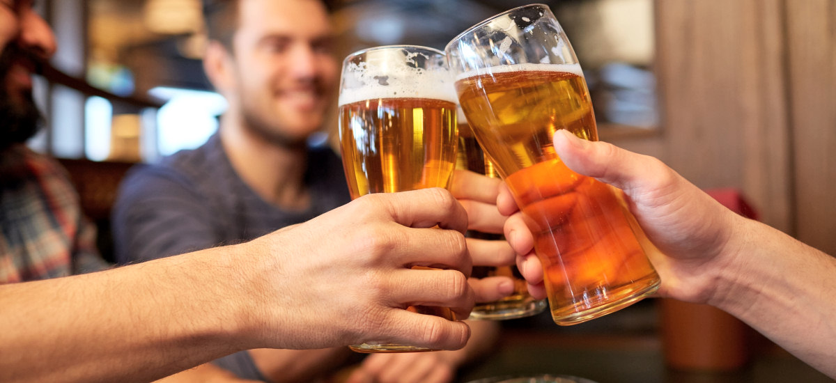 Drinking beer at a pub in Pembrokeshire